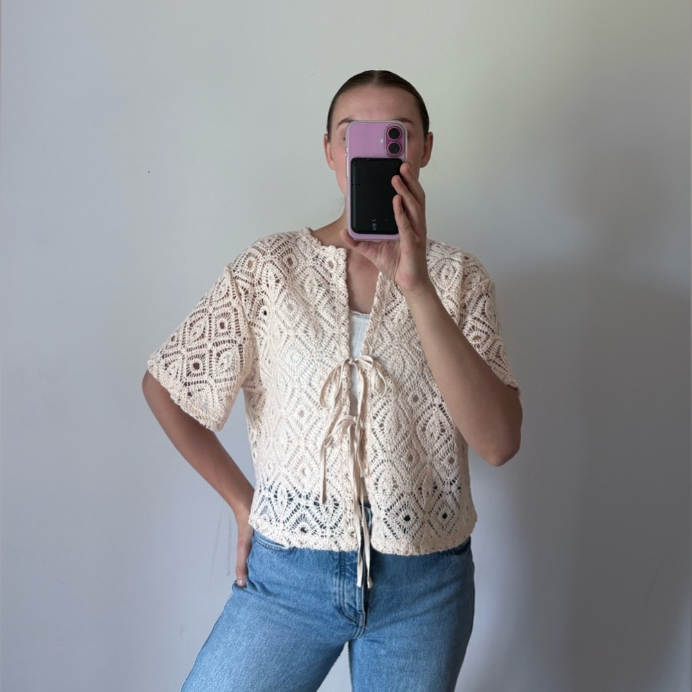 Tie-Front Top Crochet Style Alani Noelle By Future Collective Women’s Medium